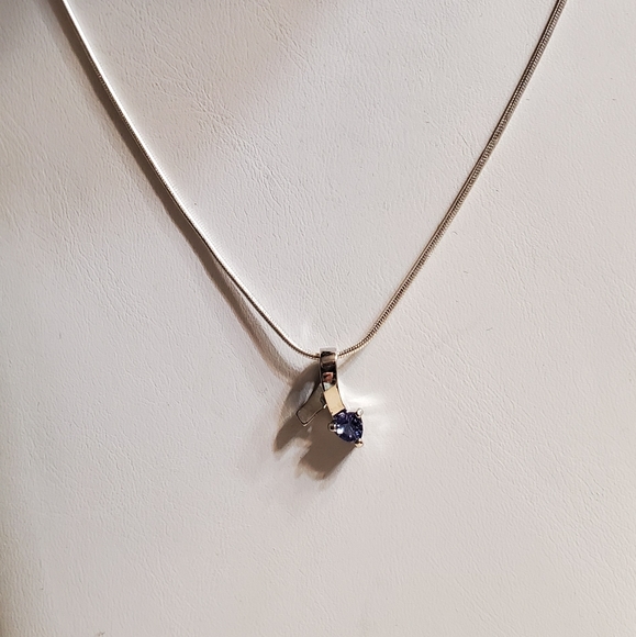 Sale AZURITE SLIDE CHARM with snake chain STERLING SILVER VINTAGE EXCELLENT - Picture 6 of 10